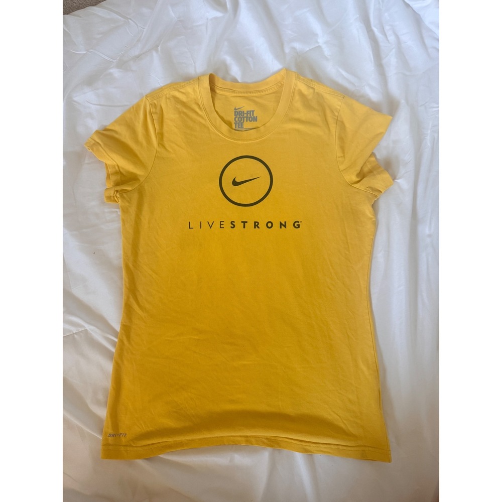 Nike Livestrong Dri-FIT Cotton Tee Yellow Graphic T-Shirt Woman's Large